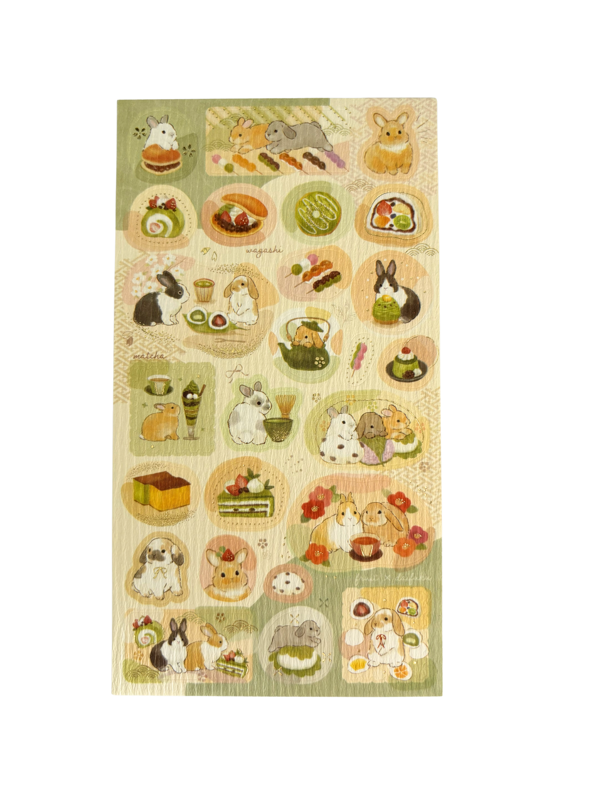 Rabbits with Japanese Sweets - Sticker Sheet